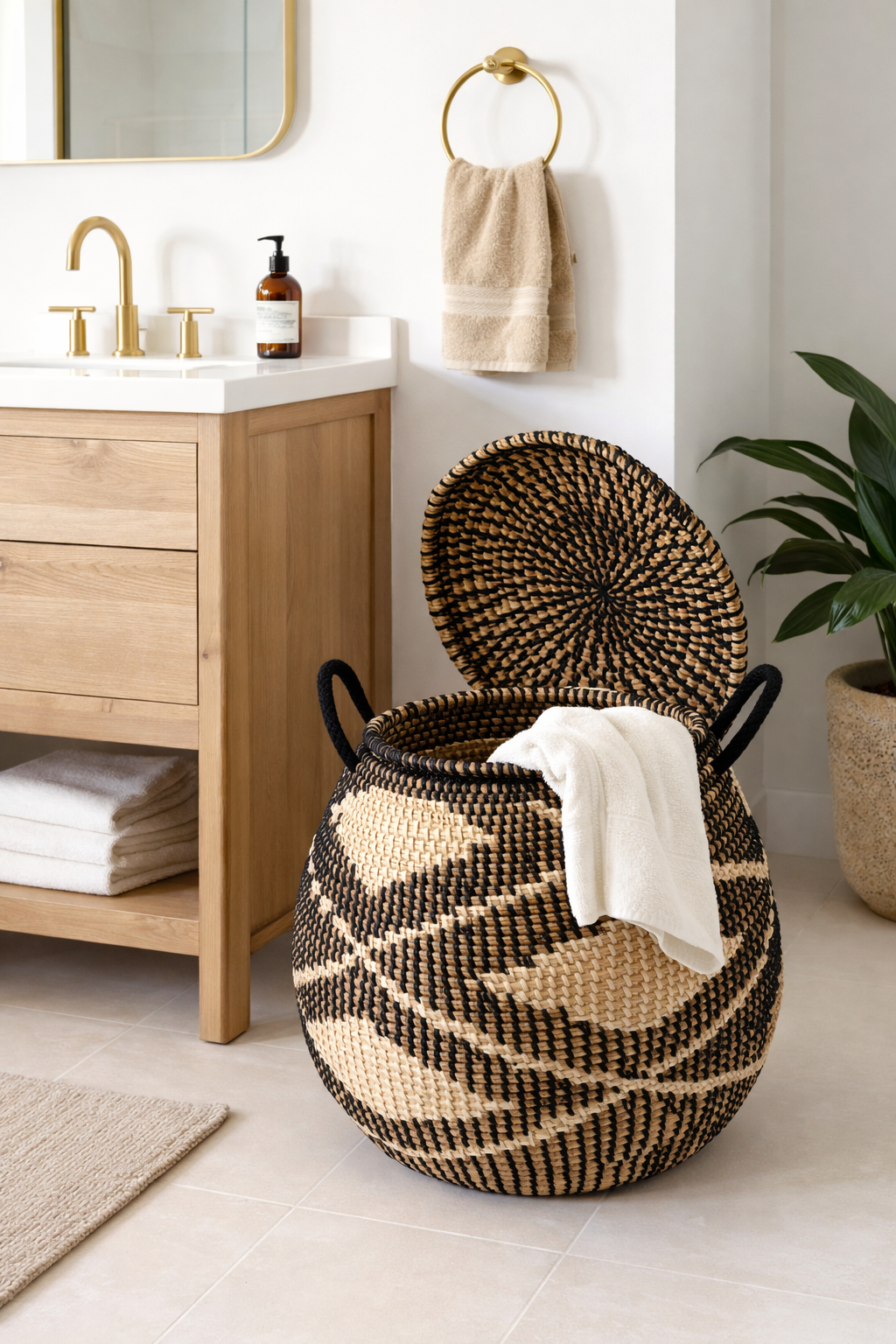 Senegal Wäschekorb / Corbeille à linge - Bio Wolle und Baumwolle - WK08